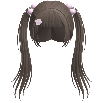 ꒰♡꒱ kawaii brown long anime twintails w clips Roblox item