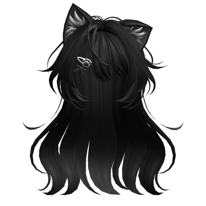 Black Anime Cat Hair w/ Black Hair Clip