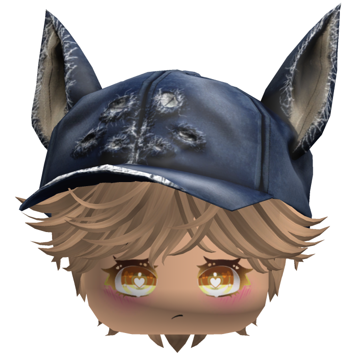 Cute Dark Blonde hair with a Y2K cat hat anime