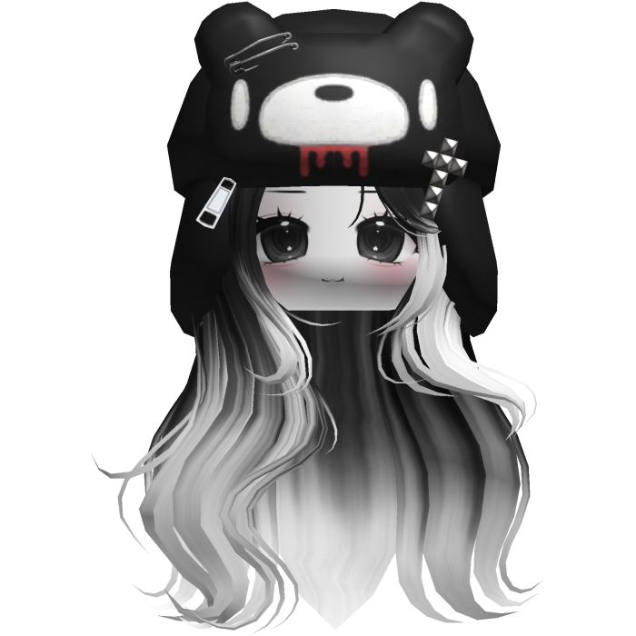 Fuzzy Bear Ushanka Flowy Long Hair (Black&White)
