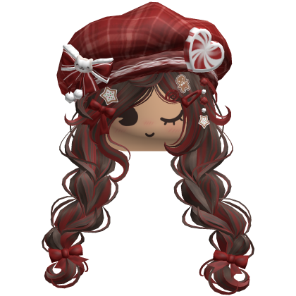 ♡ Christmas Preppy Holiday Braids (Brown & Red)