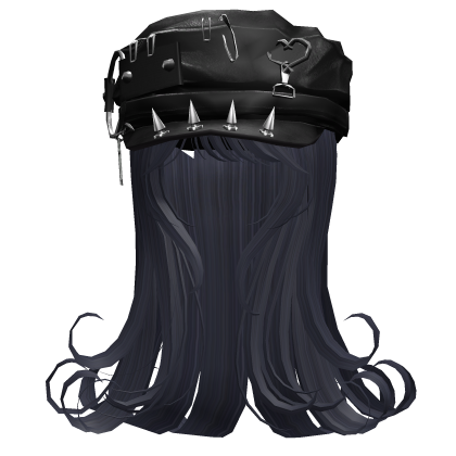 Dark Blue Emo Vamp Hair w/ Emo Beret Cap Roblox item