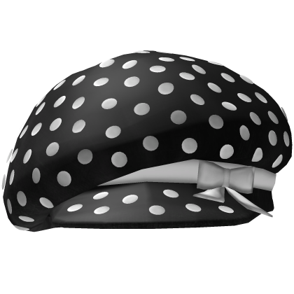 Polka Dot Slouchy Beret w/ Bow (b&w)