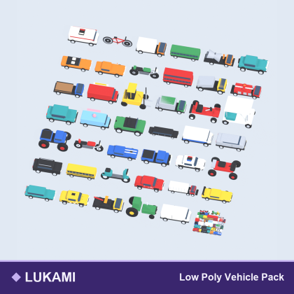 Low Poly Vehicle Pack Cars Trucks Bus City x41