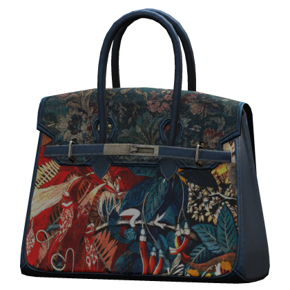 WANE BLUE FLORAL CROCODILE SKIN BAG