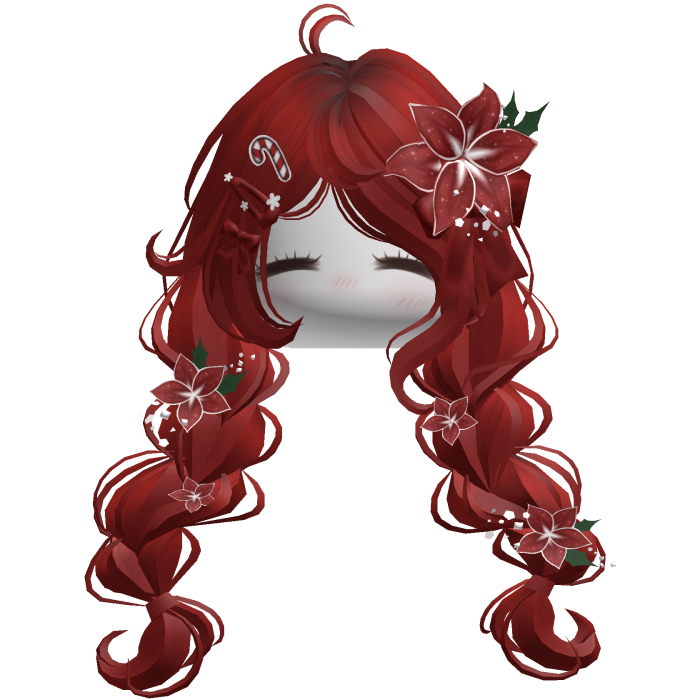 ♡ Christmas Preppy Flower Braids (Red)