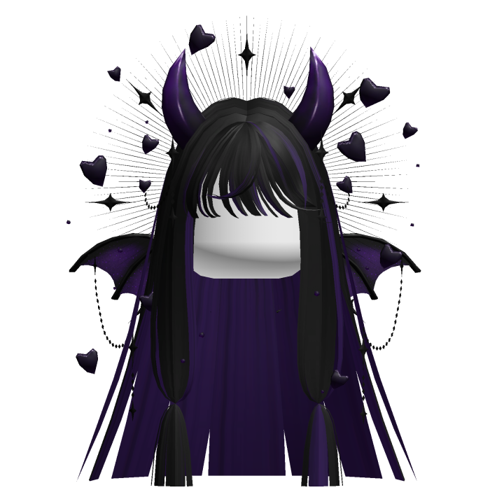 Cute Demonic Wings Heart Hair (Black&Purple)