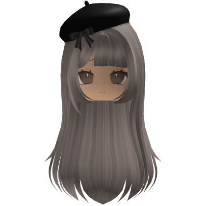 Cute Autumn Girl w/ Black Beret & Bow
