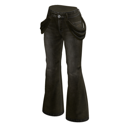 Flared Jeans with Hip Chains (Olive)