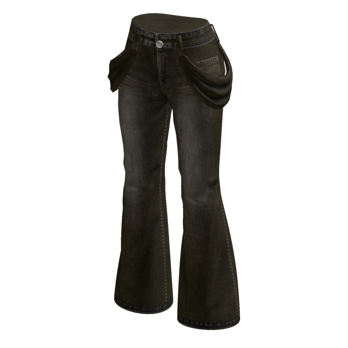 Flared Jeans with Hip Chains (Olive)