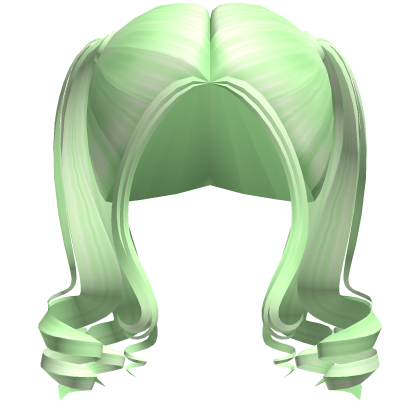 -',ৎ Curly Short Fairytale Pigtails in Green