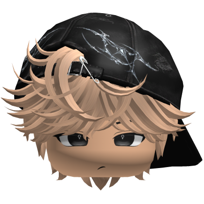 Cute Blonde emo hair with Y2K cap black