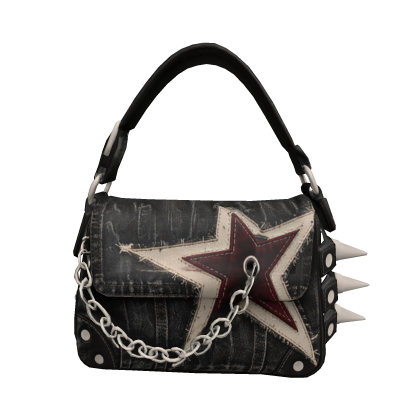 Spiked Star Denim Shoulder Bag