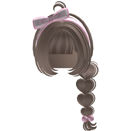 milktea single heart pigtail with pink bow