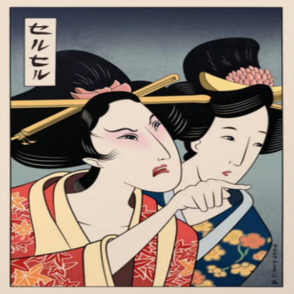 {[PAINTING]} Japanese People {[BEIGE FRAME]} Roblox decal