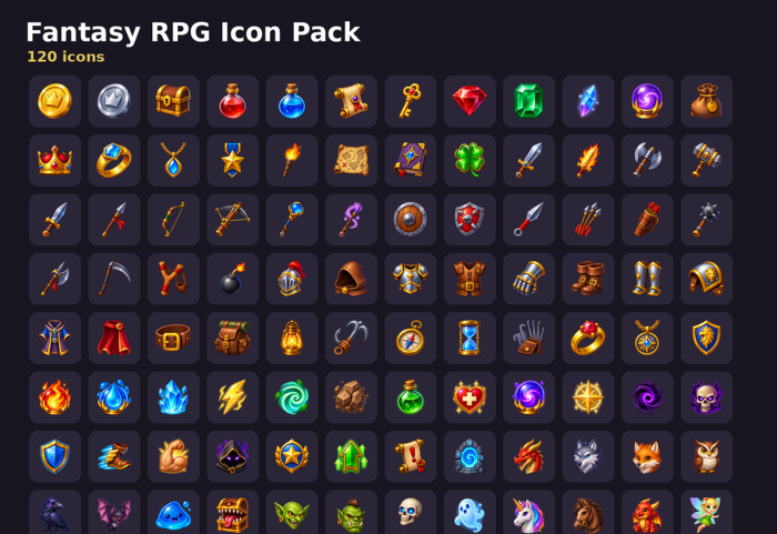 Fantasy RPG Icon Pack | 120 Icons preview 1