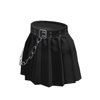 Grunge Chained Pleated Skirt - Black