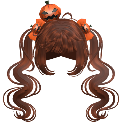 auburn halloween pumpkin wavy pigtails hair Roblox item