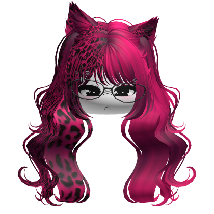 Wavy Moe Pigtails w/ Cat Ears (Pink Leopard)