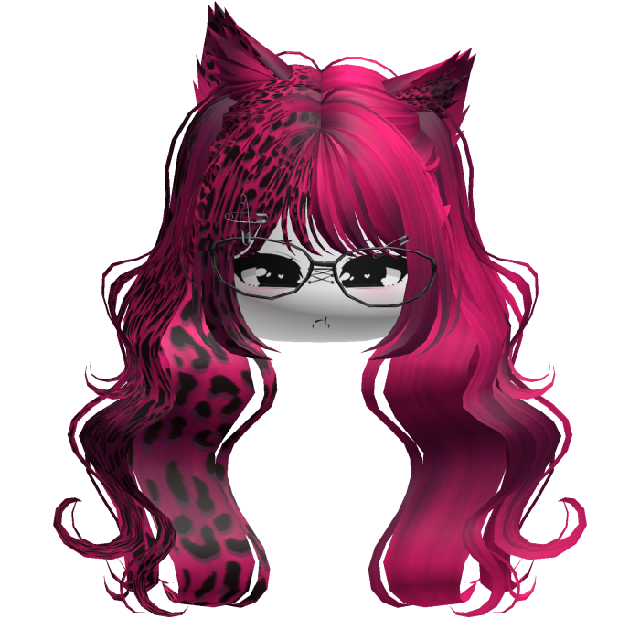 Wavy Moe Pigtails w/ Cat Ears (Pink Leopard)