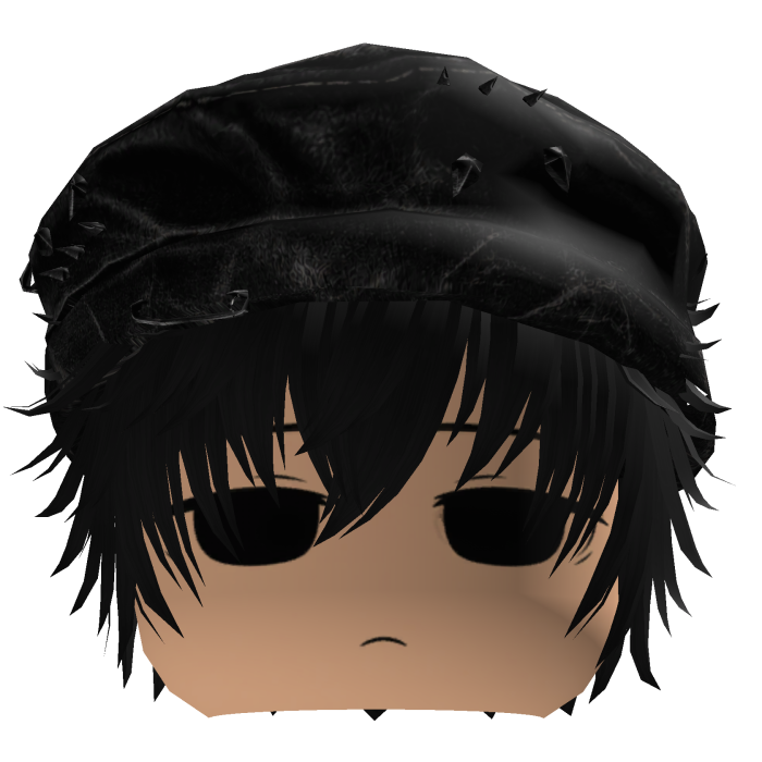 Cute Y2K emo black hair with cap