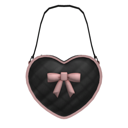 Black Heart Purse w Pink Bow