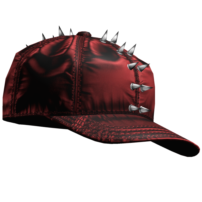 sideways red grunge latex spike cap