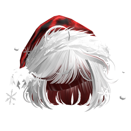 Christmas Cute Hair w/Santa Hat (White&Red) Roblox item