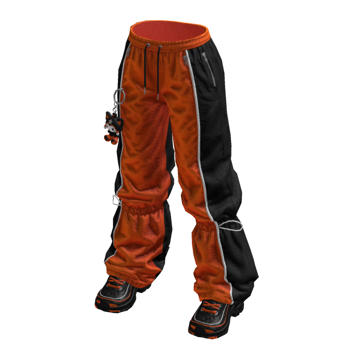 Black & Orange Baggy Pants w/ Shoes