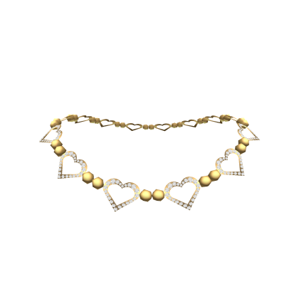 Golden Rhinestone Heart Necklace