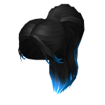 Black Ponytail with Blue Ombre