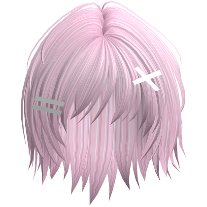 Messy Anime Boy Hair With Clips (Pink) Roblox item