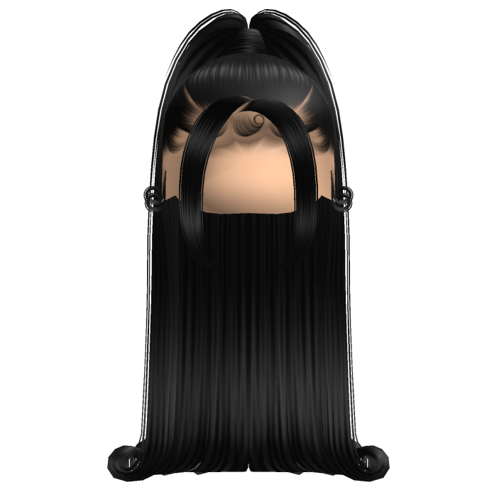 Baddie High Ponytail w/ Curled Ends (Black)