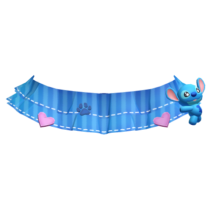 Cute Blue Monster Ruffled Stitched Mini Skirt