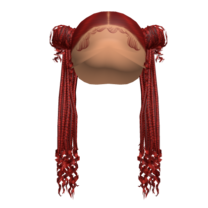𝓖 Red Double Braided Space Bun Pigtails Roblox item