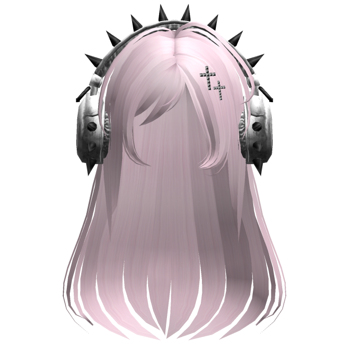 Punk Straight Hair W/ Headphones Pink V2
