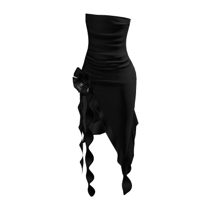 Y2K Tropical Black Flower Ruffle Dress thumbnail
