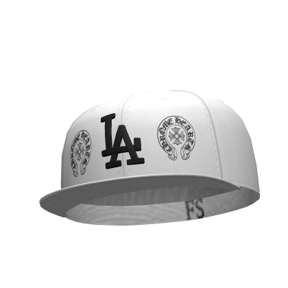 White LA Cross Tilted Fitted Cap thumbnail