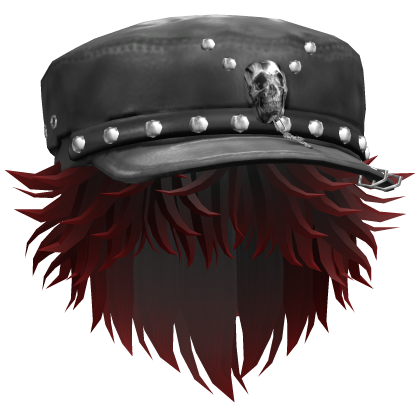 Fluffy Emo Black Beret Y2K Boy Hair (Red/Black)