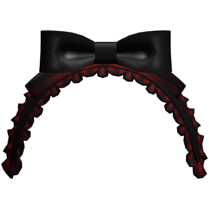Gothic Ruffled Bow Headband Dark Red & Black