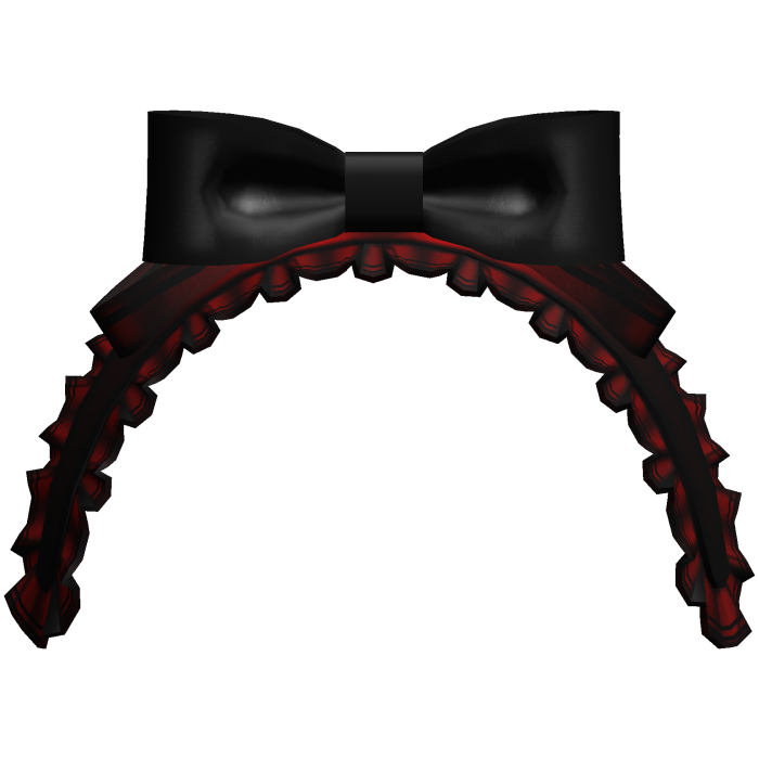 Gothic Ruffled Bow Headband Dark Red & Black