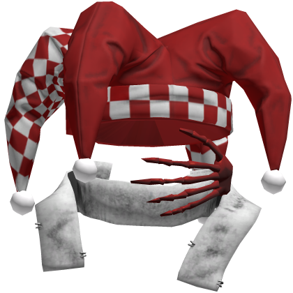 White & Red Jester Clown Hat Vkei Emo Dashie Hair