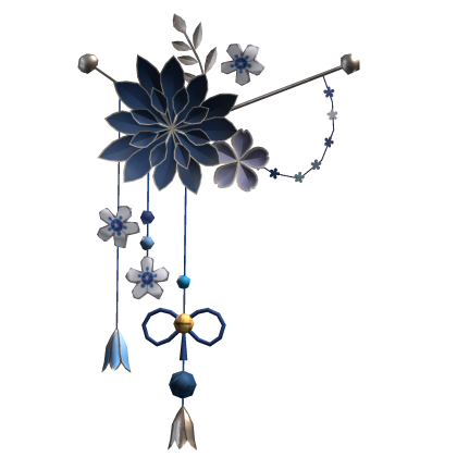 Blue & Silver Lotus Japanese Flower Hairclip