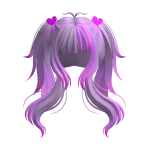 Violet Long Wavy Cute Pigtails w/ Hearts - RBCs