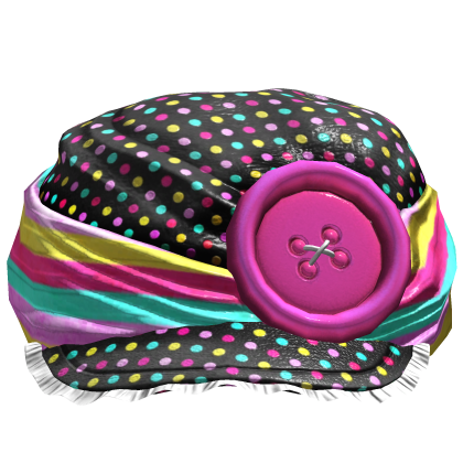 Y2K Confetti Black Gyaru Button Ruffle Cap  Roblox item