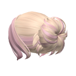 Two-tone Messy Bun Curtain Bangs Blonde & Pink