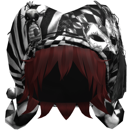 Black Gothic Circus Jester Hat w Dark Red Hair Roblox item