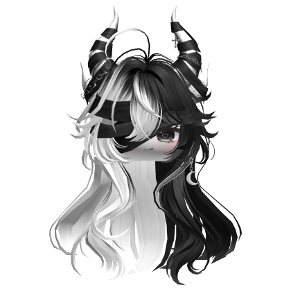 Horned Anime Demon Wolfcut (White&Black)