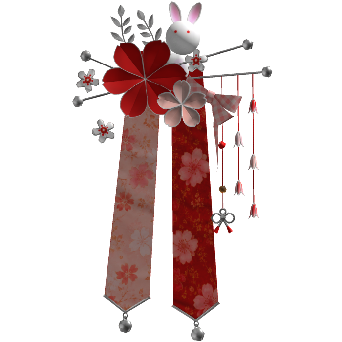 Red & Silver Sakura Japanese Flower Hairclip