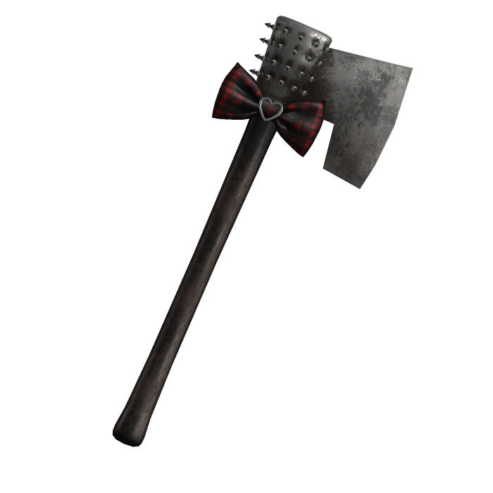 cute scary rusty halloween axe in red